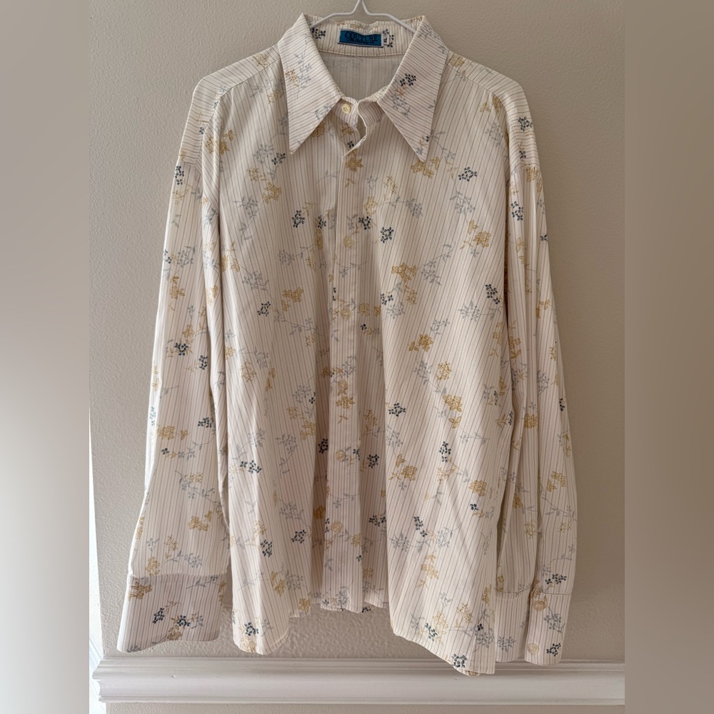 Men's Floral Striped Button Down Shirt